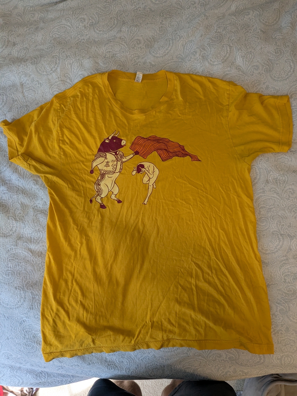 American Apparel Mustard Yellow Graphic Short Sleeve Tee